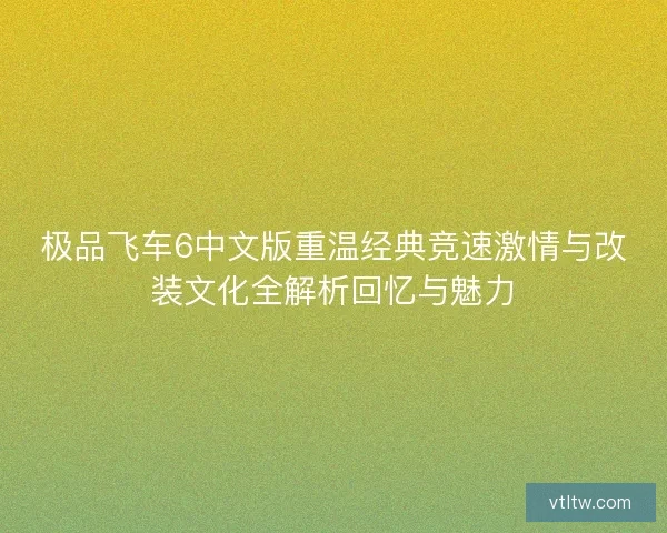 极品飞车6中文版重温经典竞速激情与改装文化全解析回忆与魅力