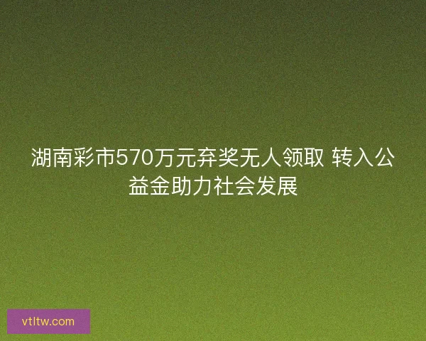 湖南彩市570万元弃奖无人领取 转入公益金助力社会发展