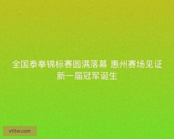 全国泰拳锦标赛圆满落幕 惠州赛场见证新一届冠军诞生