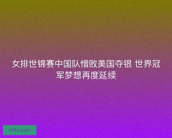女排世锦赛中国队惜败美国夺银 世界冠军梦想再度延续